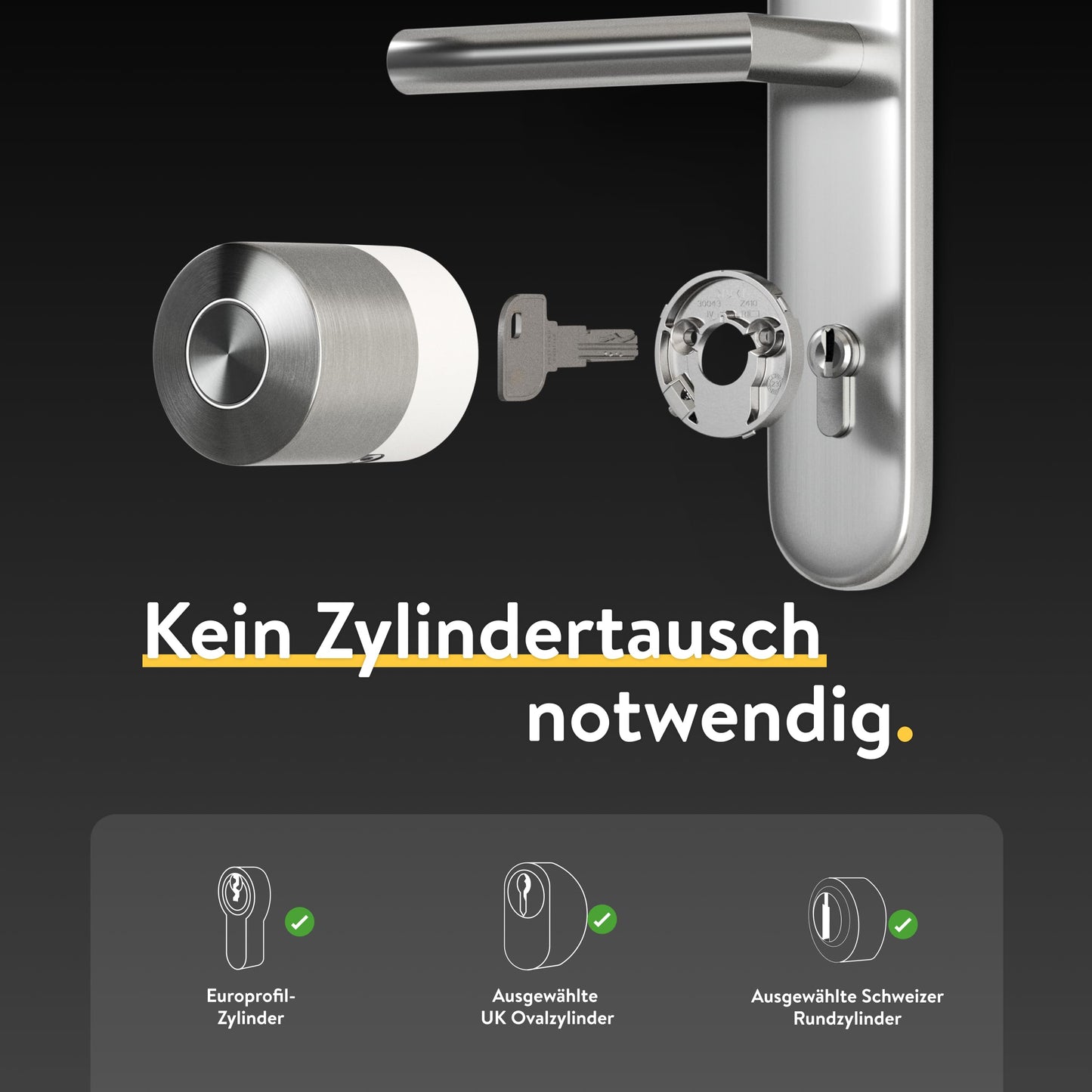Nuki Smart Lock Pro | Elektronisches Türschloss | Bluetooth, WLAN & Matter | Fernzugriff | Nachrüstbar ohne Zylindertausch
